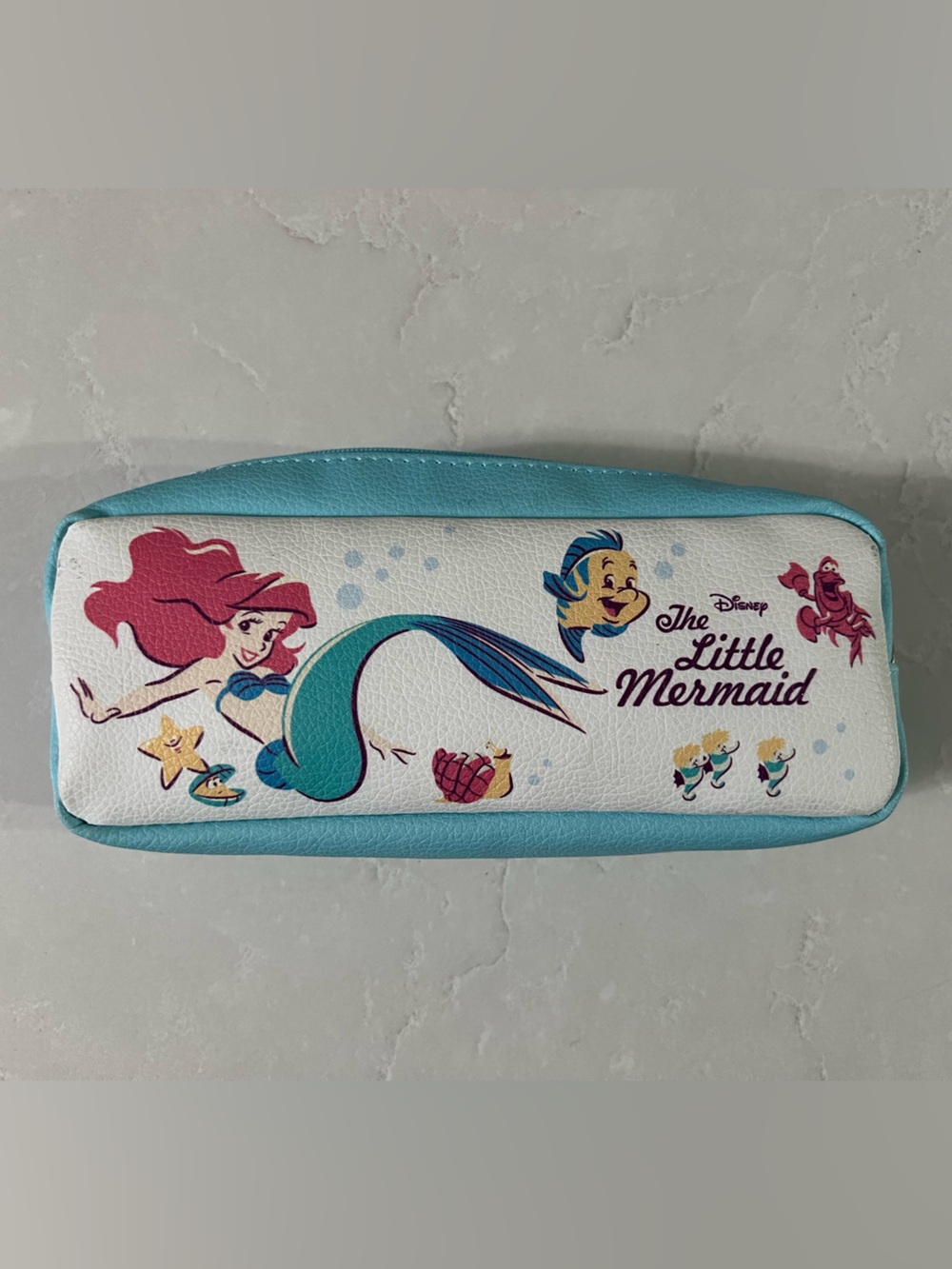 Vintage Disney The Little Mermaid Pencil Case - Teal, White & Pink